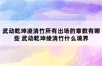 武动乾坤凌清竹所有出场的章数有哪些 武动乾坤绫清竹什么境界